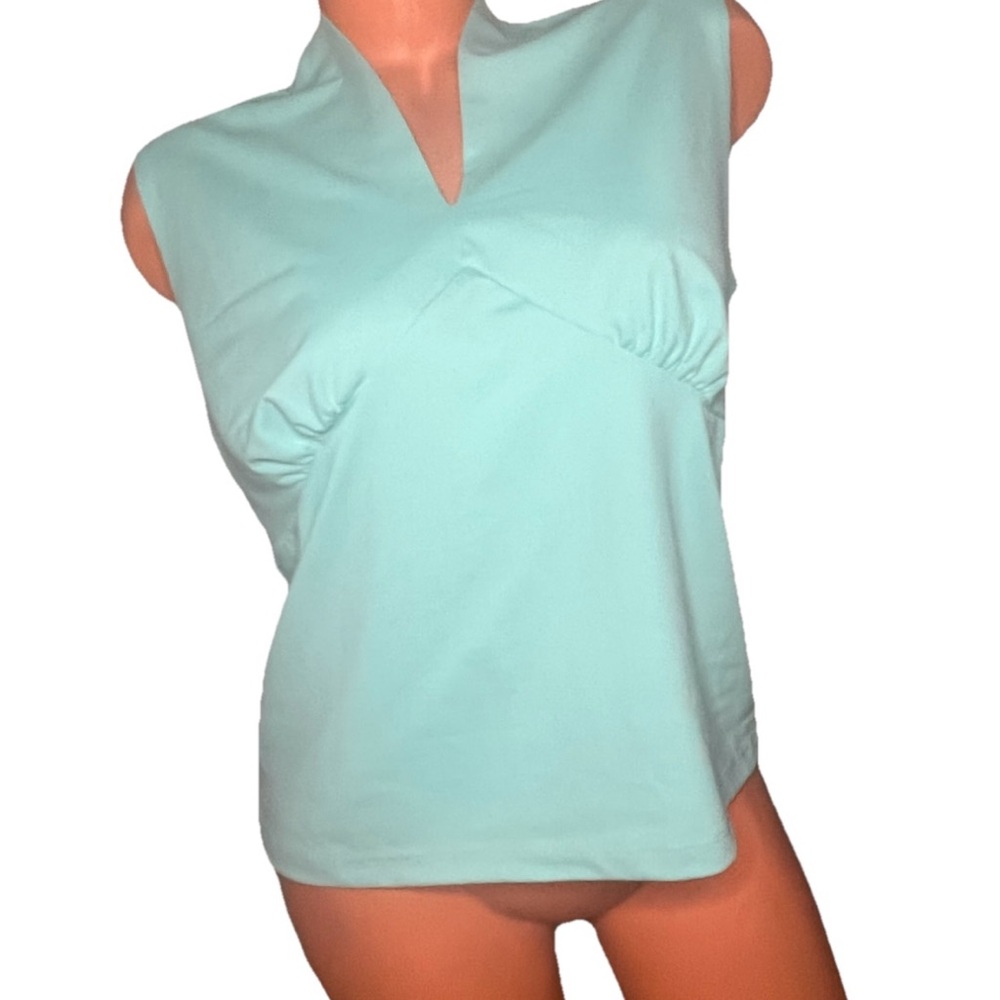 Style & Co. Sleeveless Top L Aqua Thick Nylon